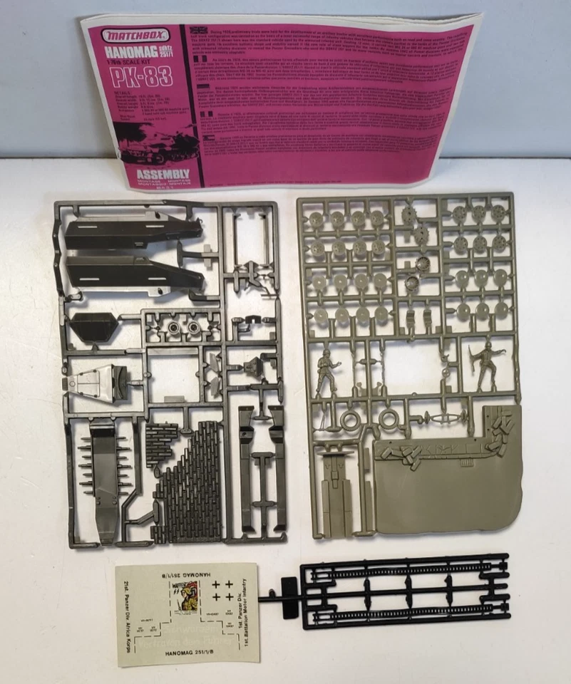 MATCHBOX  USATO 1:76 KIT MEZZO MILITARE HANOMAG SDKFZ 251/1 CON DIORAMA   PK-83 - Immagine 3 di 3