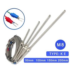 Thermocouple Sensor M8 Screw Thread K E J PT100 Temperature Probe 1-5M Cables