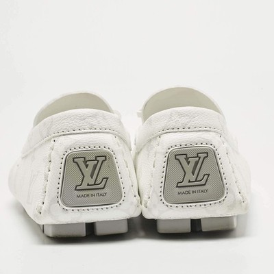 Louis Vuitton White Monogram Antarctica Leather LV Driver Mocassin
