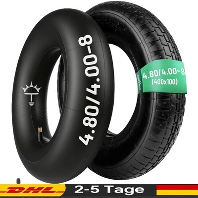 PARTSEE 4.80/4.00-8 Schubkarrenrad Komplettset Reifen Schlauch 250kg Doppellage DHL