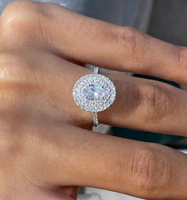 1.70 Ct Oval Cut Halo Style 18k White Gold IGI Lab Grown Diamond Engagement Ring