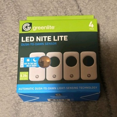 Greenlite LED Night Light 4 Pack, Dusk-to-Dawn Sensor, Automatic, White