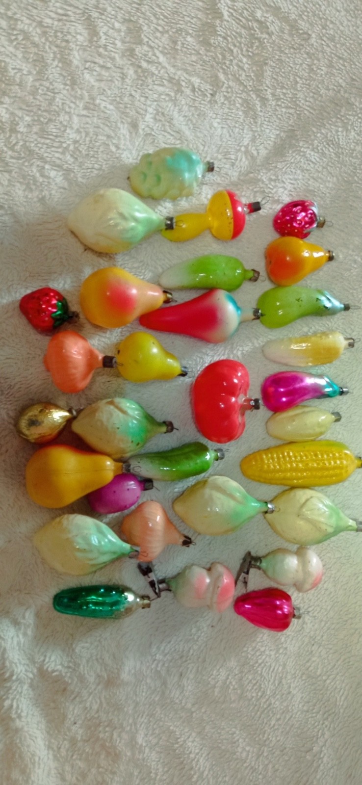 Vintage Soviet Glass Christmas Ornaments Lot 27 USSR Fruits Vegetables Corn Frui