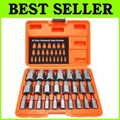 25Pcs Screw Extractor Set, Cr-Mo Steel Bolt Remover Tool
