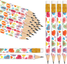 50Pcs Valentine'S Day Short Pencil with Erasers 4 Inch Conversation Heart Writin