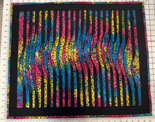 Small Handmade Quilt Table Topper Wall Hanging 24" X20" 100 Cotton Batik Black