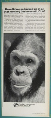 Print Ad Audev Computer Tape Audio Devices Monkey UCLA Space Research 1966
