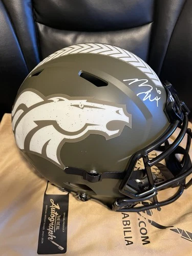 Bo Nix Signed Full-size Salute To Service Denver Broncos Helmet- Rep