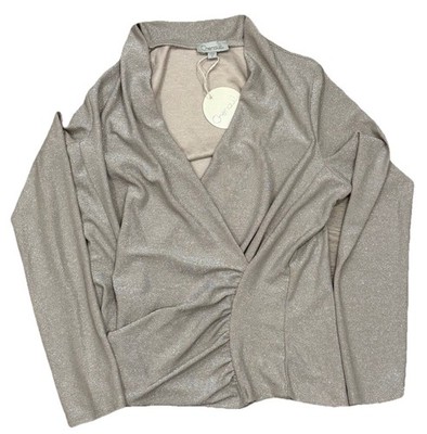 Chenault Glitter Sparkle Beige Blouse Top Women s Size Small NWT Formal