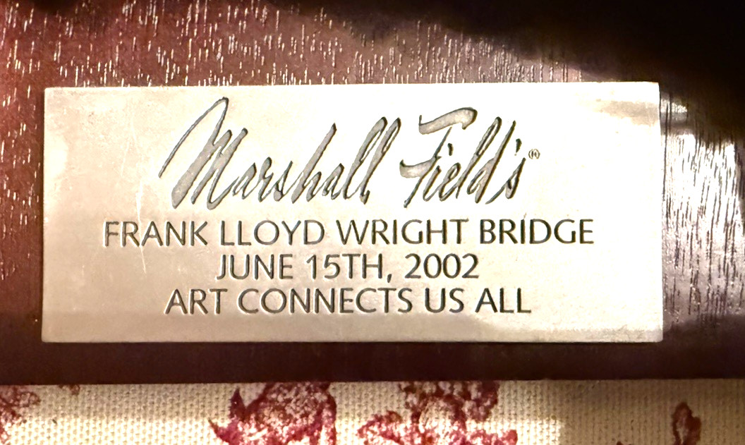 Rare Marshall Field Plaque to commemorate Opening of Frank Lloyd Wright bridge