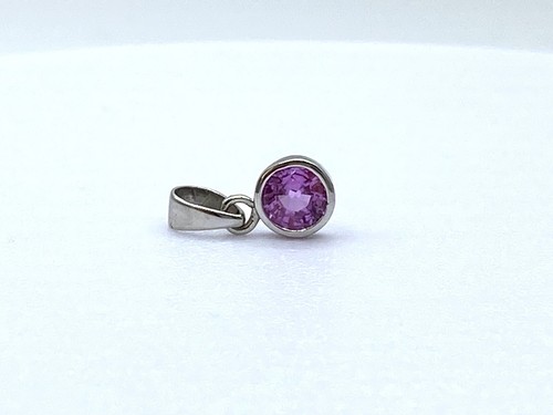 Natural Pink Sapphire Bezel Set Pendant in Solid 14ct White Gold Certified $750 - Picture 9 of 9