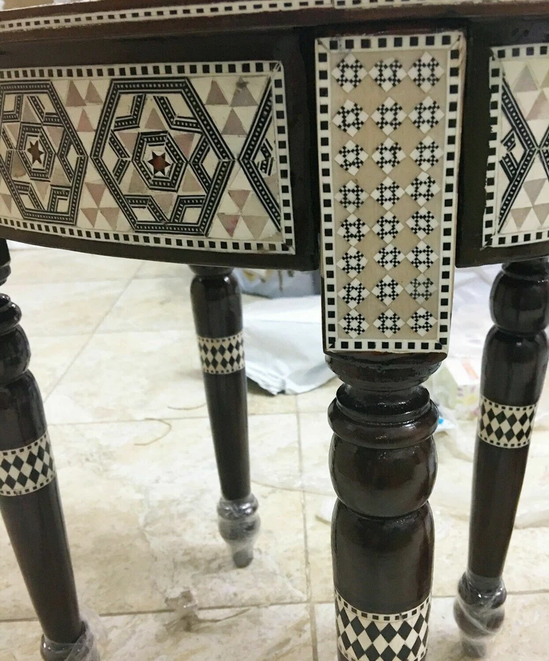  Egyptian Handmade Wood table Board Inlaid Mother of Pearl wooden 16''  - Image 2 of 4