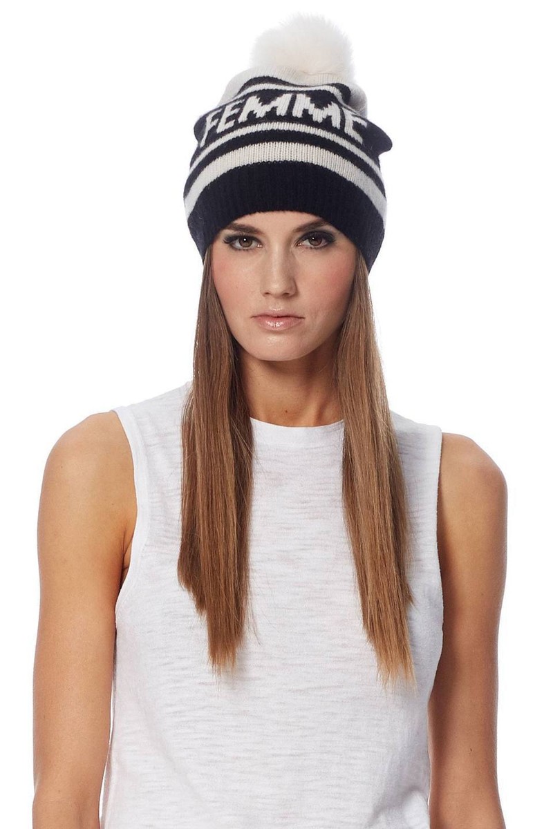 360 Cashmere / Accesories Womens  Beanie 360 etc Black Pom Pom  ?? Classic Cashmere Slouchy Beanie with Pom – Hat Attack New York main image 3