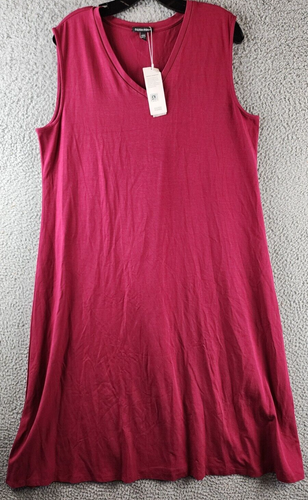 Eileen Fisher Cozy Organic Thermal Tank Dress Women's L/G Fuchsia Red Sleeveless - Picture 2 of 13