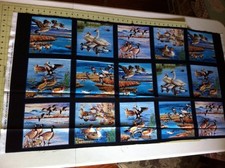 Elizabeth's Studio "Waterfowl" Ducks, Geese, Swans Panel Fabric Blocks