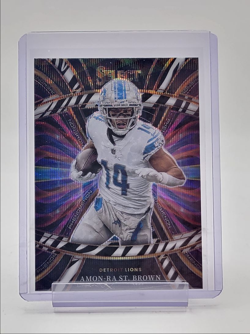 AMON-RA ST. BROWN 2022 SELECT PHENOMENON ZEBRA PRIZM LIONS Q1982