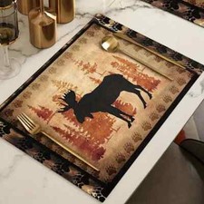 1x Rustikales Elch Platzset Untersetzer Tischdecke Tisch Deko Wikinger Hirsch