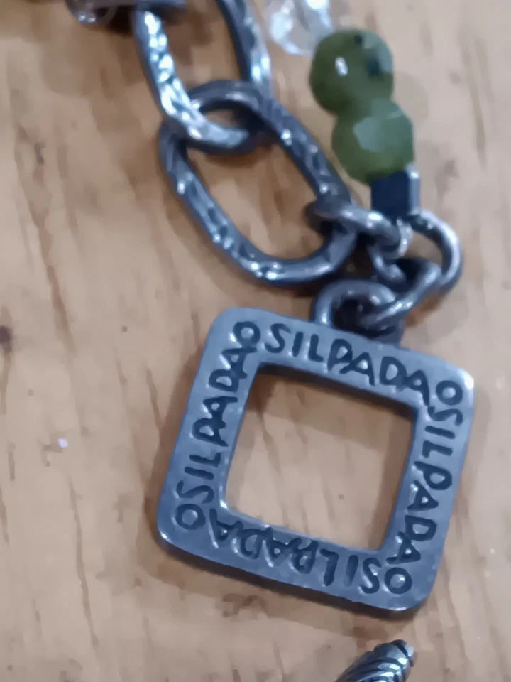 Браслет из чистого серебра с полудрагоценными камнями из зеленого нефрита Silpada  - Изображение 3 из 4