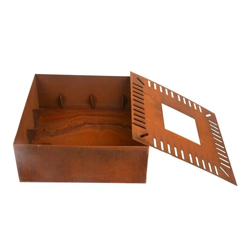 Gartenbrunnen Cortenstahl Brunnen Zierbrunnen Set Springbrunnen Rost 50x50x80 cm - Bild 2 von 4