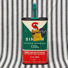Vintage Handy Oiler, SINGER SEWING MACHINE - Unopened / Unused ~ 4oz Tin Oil Can