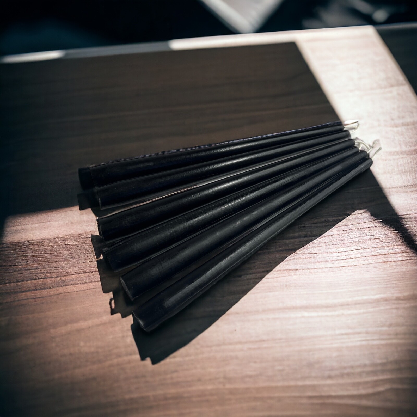 Black Dinner Candles,  100% Pure Beeswax Taper, 10" long