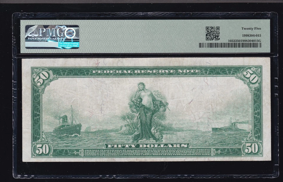 US 1914 $50 FRN Philadelphia District Note FR 1032 Burke/McAdoo PMG 25 VF (548) - Image 2 of 2