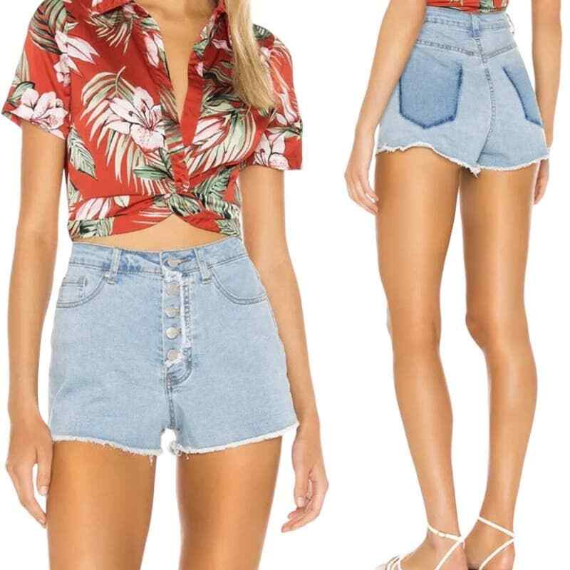 Superdown Women's Blanka Cut-Off Frayed High Rise Denim Shorts 26