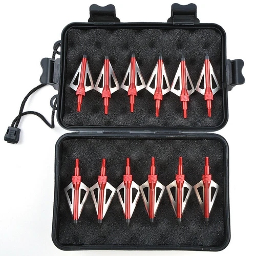 12 Stück Bogenschießen Pfeilspitzen & Box Jagdschraube Pfeilköpfe 100 Grain Broadheads - Bild 16 von 27