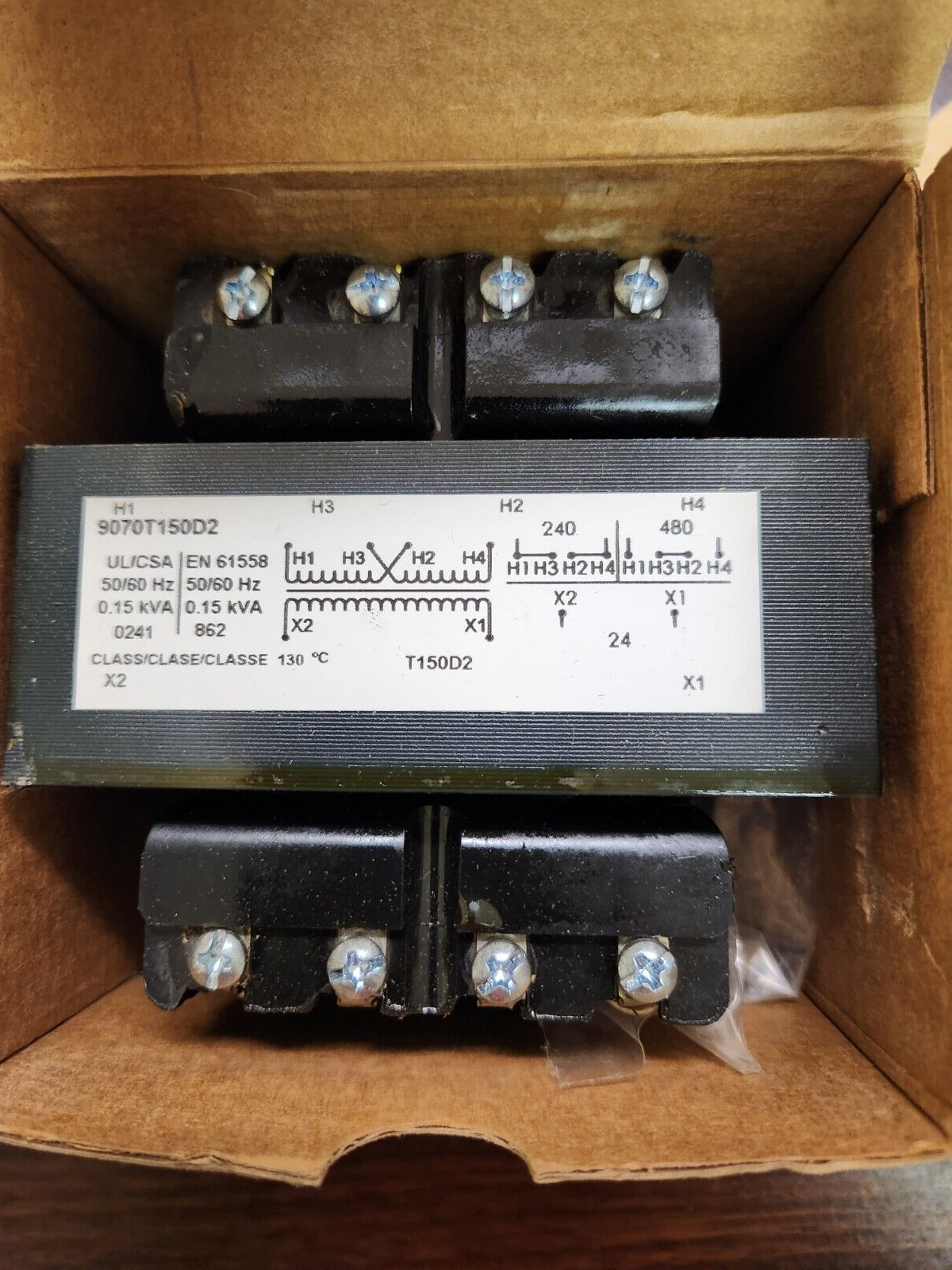 Square D, control transformer, Cat.# 9070T150D2,  Prim.  230/480, Sec. 24 volts