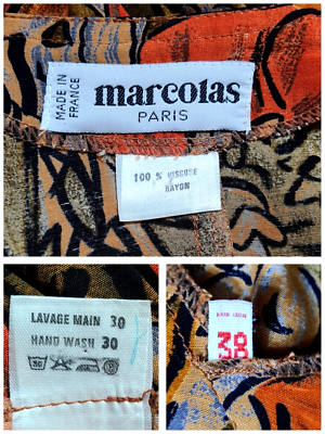 Marcolas Paris Robe vintage manche longue fluide fleuri M 38