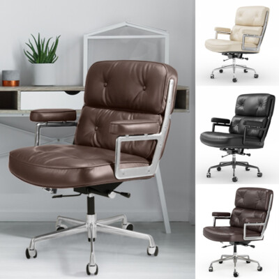 Modern Life Chair Genuine Leather Office Lobby Ergonomic Armchair Swivel Seat