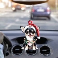Personalized Cute Chihuahua Dog Christmas Lights Ornament, Dog Xmas Ornament