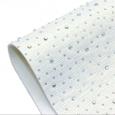 Rhinestone FAUX LEATHER SHEET 8" x 13" 1271723 Glossy GLITTER White