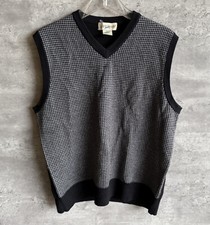 Vintage Travel Smith Black White Houndstooth Merino Wool Blend Vest Size M