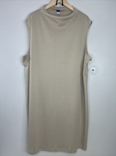 Old Navy Women’s 3X Tan Khaki Body Con High Neck Sleeveless Casual Dress NWT