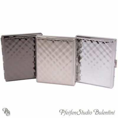 Zigarettenetui DUNDEE für 18 Zigaretten 3D Caro Relief Qualität Metall Chrom NEU