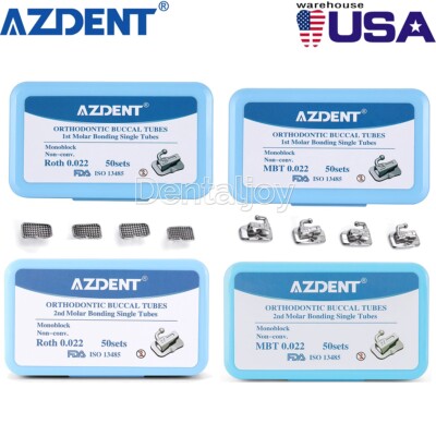 AZDENT Dental Orthodontic Buccal Tube 1st 2nd Molar Roth MBT 022 Bondable
