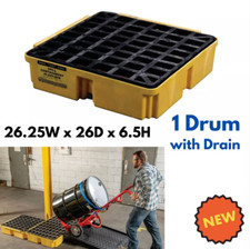 1 Drum Spill Containment Platform Pallet w/ Drain Oil Diesel Barrel Leak Protect
