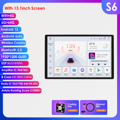 13.1'' Android 12 DAB+Autoradio Carplay für Mercedes ML/GL-Klasse W164 X164 6+64G