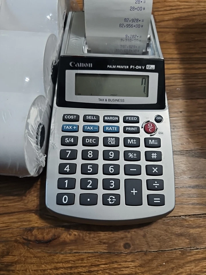 Canon Palm Printer P1-DH V 12 Digits Receipt Business Calculator With 7 Rolls - Image 2 of 4