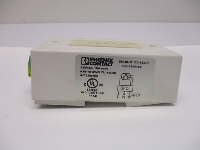 Presa Di Corrente Phoenix Contact 5602519 - EM-DUO 120/20/GFI, 125VAC, 20 AMP, Montaggio Su Guida DIN