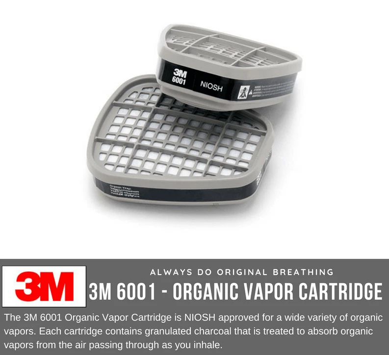 Cartucho respirador de repuesto de vapor orgánico 3M 6001 filtros pintura automotriz Foto 2 de 4