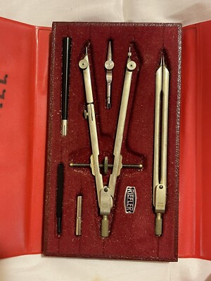 RIEFLER Germany Vintage Drafting Tool Protractor Compass Set in