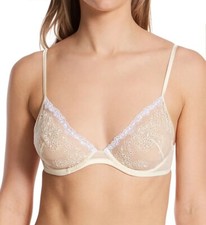 La Perla NY Outset Unlined Underwire Triangle Bra 32B Off White Sheer Unpadded