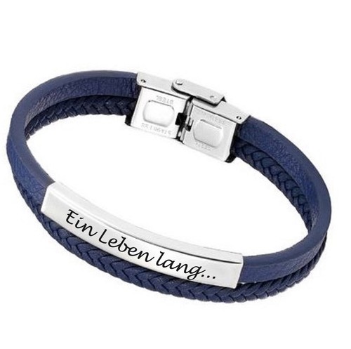 ID Leder Armband mit Edelstahlplatte + Gravur nach Wunsch Doppelttes Band - 第 3/14 張圖片