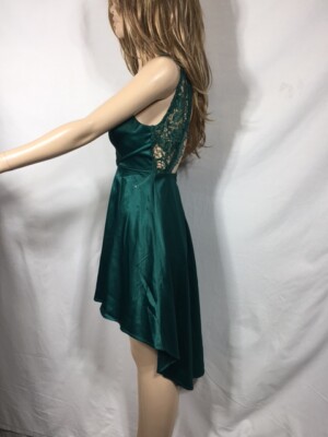 crystal doll dresses green Junior's NWT Sequined Lace & Satin Hi-Low Dress Size 1 Bella Exclusives