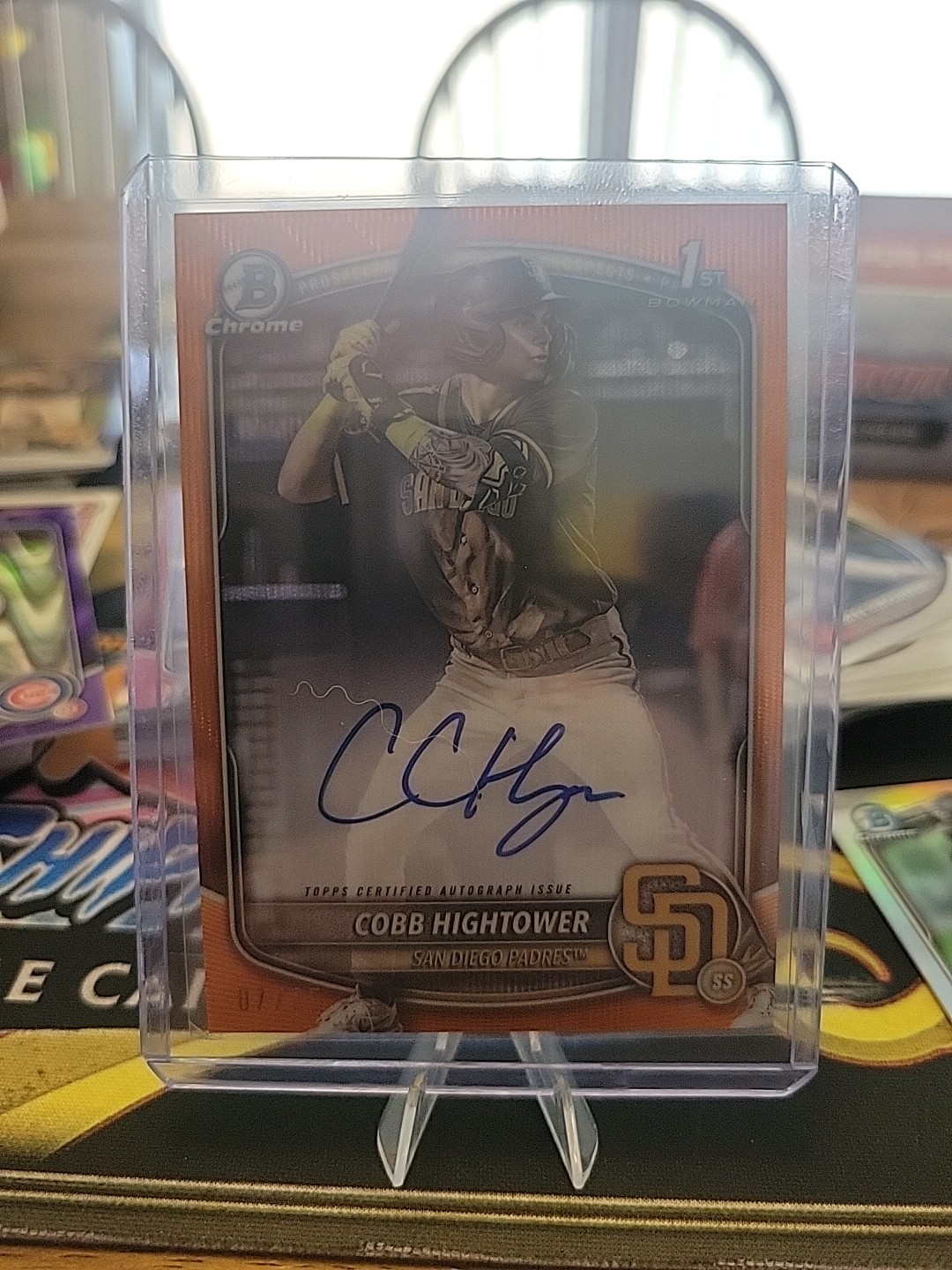 2025 Bowman Chrome Cobb Hightower Orange Wave 1st Auto /25 Padres
