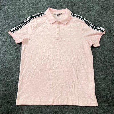 MICHAEL KORS Shoulder Logo Cotton Polo Men's Size L Pink | eBay