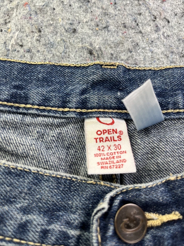 Open Trails Men’s Jeans 42x30 Blue Denim Straight Fit Made in Swaziland RN 67227 - Image 2 of 4