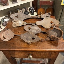 2 Pair Of Vintage Antique Adjustable Clamp-on Style Ice Skates Rusty Decor